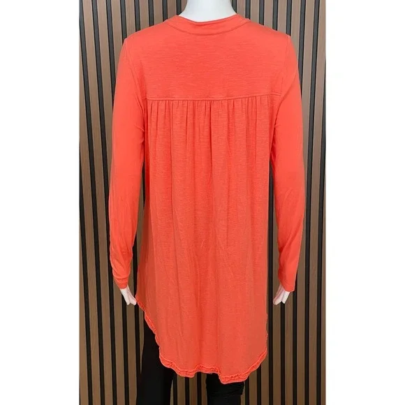 Soft Surroundings Graciela Women's Top Shirt Tunic Button Up Split Neck M Orange - Picture 2 of 9
